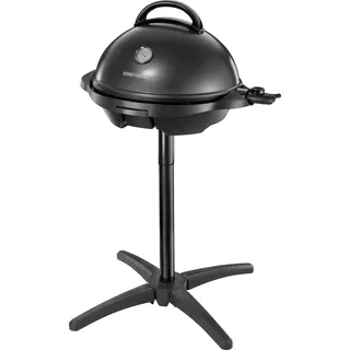 George Foreman Grill 2in1 Elektrogrill [Testsieger]: Standgrill & Tischgrill (Innen- & Außennutzung, Balkon & Küche, Ø44,5cm, Temperaturanzeige, Fettauffangschale, 2400W) Kugelgrill 22460-56, Schwarz