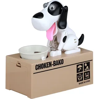 Hungriger Hund Spardose, Kinder-Sparschwein Frisst Geld, Münze Kaut Spardose, Geburtstagsgeschenk für Kinder(Weiß)