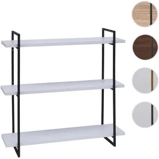Wandregal HWC-K78, Hängeregal Schweberegal, 3 Regalböden Massiv-Holz Industrial 60x60x18cm ~ weiß, M