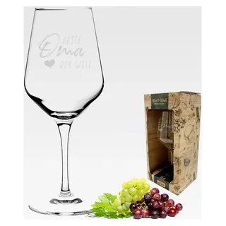 Weinglas aus hochwertigem Kristallglas | Souvenir Deutschland | Geschenkidee für Muttertag, Vatertag, Gastgeschenk | Geschenkbox mit Textfeld | Hergestellt in Deutschland, Größe: beste Oma