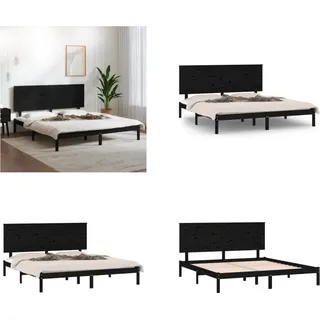 vidaXL Massivholzbett Schwarz Kiefer 200x200 cm - Bettrahmen - Bettgestell - Bett - Holzbett - Schwarz