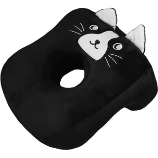 CavspkArt Büro-Nickerchenkissen, Memory-Schaum, niedliches schwarzes Kissen mit Ohrloch, weiches Nickerchenkissen, Ohrkissen für Seitenschläfer für Damen, Mädchen, Kinder (schwarze Katze)