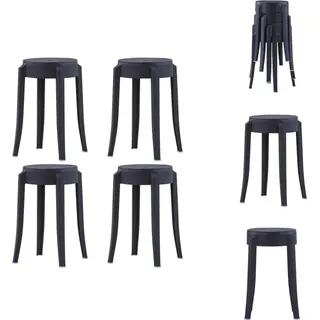 vidaXL Stapelbare Hocker 4 Stk. Schwarz Kunststoff - Barhocker - Schwarz