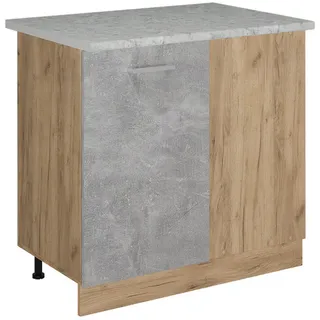 Vicco Eckunterschrank R-Line 86 x 81,6 x 60 cm Grau/Goldkraft Eiche
