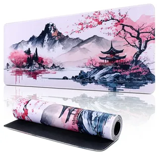 Yimomoyi Mauspad XXL, Gaming Mauspad Groß 800 x 300mm, Verbessert Präzision und Geschwindigkeit, Mausmatte mit Vernähte Kanten Gaming Mousepad, Japan Ink Painting
