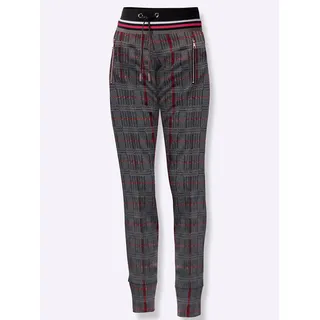 Jogger Pants INSPIRATIONEN, Damen, Gr. 36, Normalgrößen, rot (steingrau, rot, kariert), 85% Polyester, 12% Viskose, 3% Elasthan, gemustert, mehrfarbig, lang, Hosen Jogger Pants