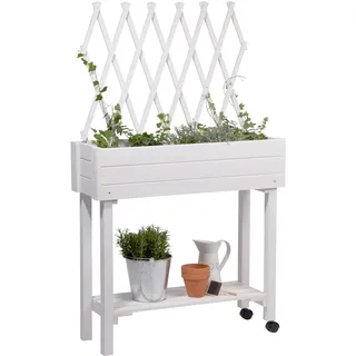 Dobar Rollbares Hochbeet mit Rankhilfe 130 x 79 x 28,5 cm Weiß