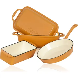 Mahlzeit 3-teiliges Gusseisen Set | Ø 24 cm, 1,6 Liter, 4,8 Liter | Sunny Orange | Kochset, Topfset - Orange