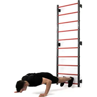 Marbo Sport Set MHU1 | Sprossenwand zur Wandmontage 230 x 81 cm MH-U204 + multifunktionelle Klimmzugstange für die Wandmontage (2in1) MH-U205