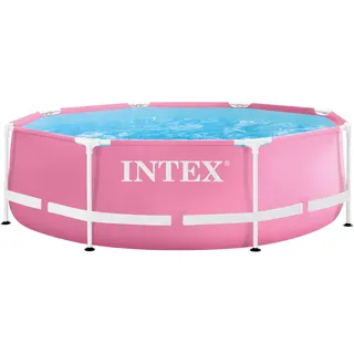 INTEX "Metal Frame" Pool rund Aufstellpool (2,44x0,76 m), Rundpool Volumen 2483 L, Rosa (28290NP)