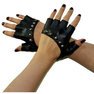 FSSTUD Damen Punk Gothic Hip Hop Handschuhe Winter Leder Fingerlose Handschuhe Nietenhandschuhe