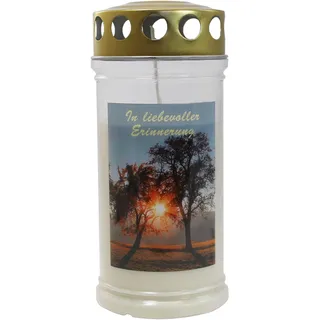 Grabkerze - Grablicht - Motivkerze - Gedenkkerze -Motiv Baumpaar Dauerbrenner 70-90 Std.