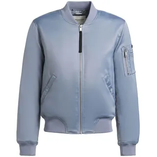 Bomberjacke KHUJO "Bomberjacke Beth", Damen, Gr. S, blau (misty blau), Obermaterial: 97% Polyester PES. 3% Elasthan EL.  Obermaterial: Futter: 100% Polyester PES. 100% Polyester PES., lässig geschnitten hüftlang, Rippstrickbündchen, Jacken Bomberjacke, Seidig glatte Blousonjacke
