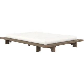 Karup Design Bettgestell »JAPAN BED Bodenbett, Holzrahmen, Futonbett, Jugendbett, Holzbett«, Massivholzbett mit Lattenrost, Kiefer massiv, Doppelbett ohne Kopfteil, braun