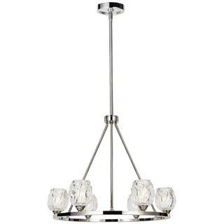 Elstead Lighting Kronleuchter , Nickelfarben , Metall, Glas , 65 cm , Grüner Punkt, RoHS , Lampen & Leuchten, Leuchtenserien