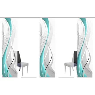 Flächenvorhang , Petrol , Textil , Wellen , 60x245 cm , mit Paneelwagen, Seidenoptik , Heimtextilien, Vorhänge, Flächenvorhänge