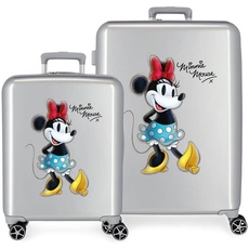 Disney 100 Minnie Joyful Kofferset Grau 55/70 cm Starres ABS Integriertes TSA-Schloss 119L 6 kg 4 Doppelrollen Handgepäck
