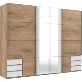 Emden 270 x 210 x 65 cm Plankeneiche Nachbildung/weiß mit Spiegel und Schubladen