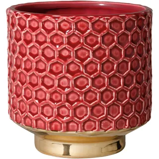 Bloomingville Blumentopf Home - Dekorative Blumentöpfe für den Innenbereich, Retro-Stil, kreativ, M (12,5 cm Ø), Rot, Keramik
