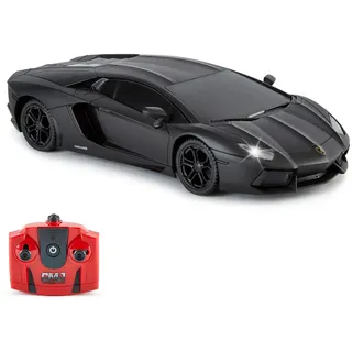 CMJ RC Cars Lamborghini Aventador Ferngesteuertes Auto RC Mit Arbeitsscheinwerfern, fernsteuerung Auto Straßenmaßstab 1:24, 2,4 GHz, großartiges Spielzeug (Schwarz)