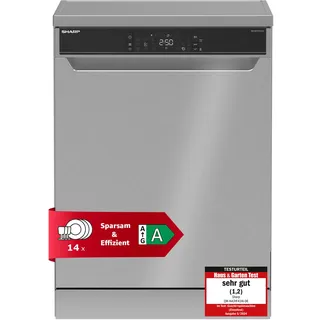 Sharp QW-NA3YF42AI-DE Geschirrspüler (freistehend, 598 mm breit, Edelstahl)