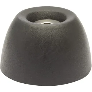 WAGNER Retro Boden- und Wand-Türstopper OUTDOOR KNOPF - Durchmesser Ø 50 x 30 mm, schwarzer hochwertiger Vollgummi und wetterfeste Edelstahlschraube, inklusive Montagematerial - 15520011