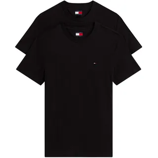 Tommy Hilfiger Tommy Jeans Herren 2er Pack T-Shirts Kurzarm Xslim Jersey aus Baumwolle, Schwarz (Black/Black), M