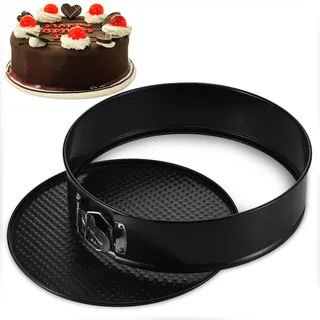 Zocipro Springform 26 cm Rund – 10 Zoll Große Backform 26cm rund mit Antihaftbeschichtung, Schwarze Tortenform & Kuchenform mit Flachboden für perfektes Kuchenbacken