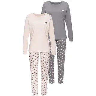 VIVANCE Dreams Pyjama Spar-Set, 2 Stück, 4 tlg. mit süßem Herzmuster,