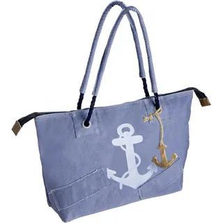 Gilde Tasche "Anker"blau/weiß, mit Reißverschluss, Kordelgriff + Holzanker90% Baumwolle5% Kunstleder5% MetallH mit Griff 58cmBreite 49,0 cm Höhe 32,0 cm 48447 - Blau, Weiß