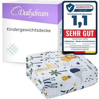 nivion gmbh Dailydream Kinder Gewichtsdecke | 90x120 | 2,3 kg | Motiv Safari | aus 100% Baumwolle | mit Glasperlenfüllung | schwere Decke zum Schlafen | Weighted Blanket | Therapiedecke | Körpergewicht 20-35 kg