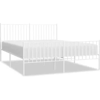 vidaXL Bettgestell mit Kopf- und Fußteil Metall Weiß 160x200 cm - Weiß