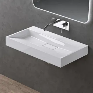 doporro Aufsatzwaschbecken ohne Armaturloch Anthrazit matt Ablaufgarnitur | Waschbecken Hängewaschbecken Waschtisch Mineralguss, Leicht zu reinigen, Integrierte Gefälle, stabil langlebig, Colossum19
