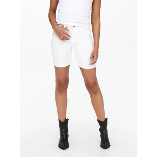 Jeansshorts ONLY "ONLRAIN LIFE MID LONG DNM SHORTS NOOS", Damen, Gr. M (38), N-Gr, weiß, Denim/Jeans, Obermaterial: 53% Viskose, 29% Baumwolle, 17% Polyester, 1% Elasthan, unifarben, eng kniefrei, Jeans Jeansshorts, Topseller