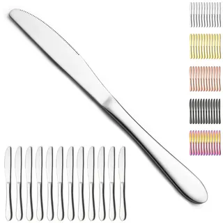 Berglander Tafelmesser-Set von 12 Stück, lebensmittelechte Edelstahl-Buttermesser Speisemesser für Zuhause, Restaurant, Hotel, spülmaschinenfest