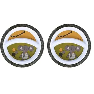 Sterntaler Baby Unisex Teller Baby Kinderteller Elefant Eddy - Babyteller Saugnapf, Kinderteller, Babyteller - dunkelgrün (Packung mit 2)