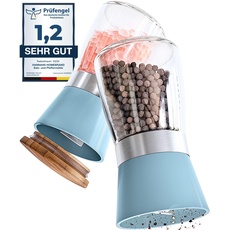 Hannah's Homebrand - Salz und Pfeffermühle mit Keramikmahlwerk - robuste Salzmühle für grobes Salz - ohne Inhalt (2er)