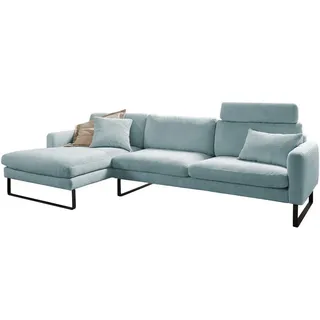 KAWOLA Sofa RICARDA Ecksofa Cord hellblau Recamiere links