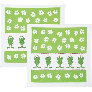 Kracht Frottier-Geschirrtuch 2er-Pack Baumwolle Frösche Größe 50x50 cm