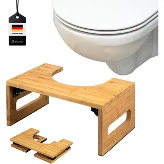 eluno Toilettenhocker Bambus, natur , Naturfarben , Holz , 43.5x18.5x28 cm , Badezimmer, WC Ausstattung, WC Sitze