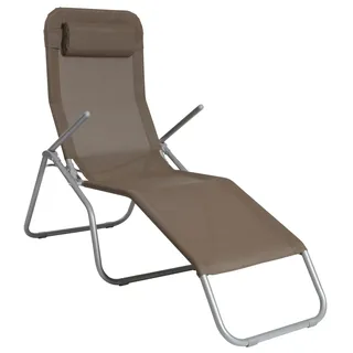 Gartenliege MERXX "XXL", grau (silberfarben, fläche: taupe), Obermaterial: 100% Polyester, Gartenliegen, Gartenliege, Stahl/Textil, inkl. Kopfkissen, Topseller