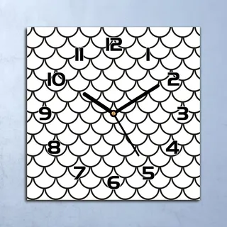 Wanduhr Echt-Glas-Küchenuhr Fischschuppen Quarz Lautlos 30x30 Deko Bilder
