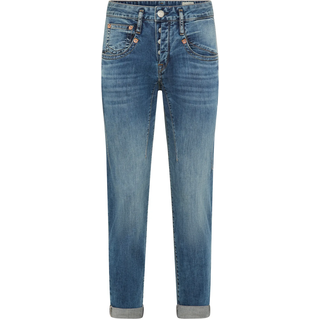 Boyfriend-Jeans HERRLICHER "Shyra Cropped Denim Light", Damen, Gr. 28, N-Gr, blau (ocean fade), Denim/Jeans, Obermaterial: 98% Baumwolle, 2% Elasthan, straight fit 7/8-Länge, Jeans Boyfriend-Jeans, 7/8-Länge mit hohem Bund