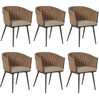 MCW Esszimmerstuhl Aluminium Beige/Braun 6er Set