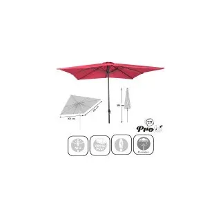 Alu Sonnenschirm 3x3 m UV30+ quadratisch Kurbelschirm Gartenschirm Balkon burgundrot - Rot