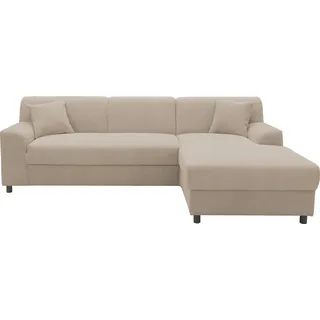 DOMO collection Ecksofa »Turah 2, Cord oder Luxus-Microfaser, mit Federkern, mit Bettfunktion« B/T: 241/146 cm, inkl. Zierkissen, Schlafsofa, Unser Dauertiefpreis, beige