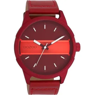 Oozoo Herrenuhr C11231 Rot Lederband 48 mm