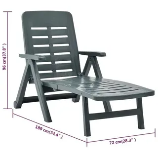 Gartenliege - Klappbare Sonnenliege - S-förmiges Design - Klassischer Stil - Kunststoffrahmen - Für Garten & Terrasse - Armeegrün
