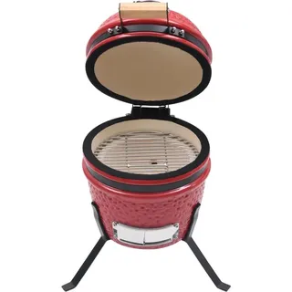 vidaXL 2-in-1 Kamado-Grill Smoker Keramik 56 cm Rot - Rot