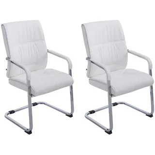 CLP Schwingstuhl 2er Set Lederlook weiß , Textil , 58x102x65 cm , Esszimmer, Stühle, Schwingstühle